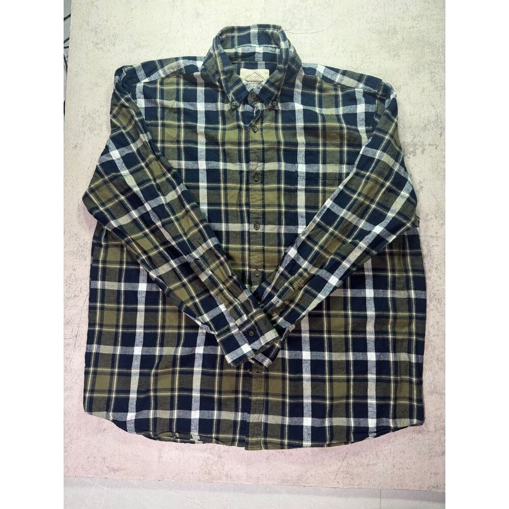 St. John's Bay Plaid Flannel Shirt XXL Navy Olive